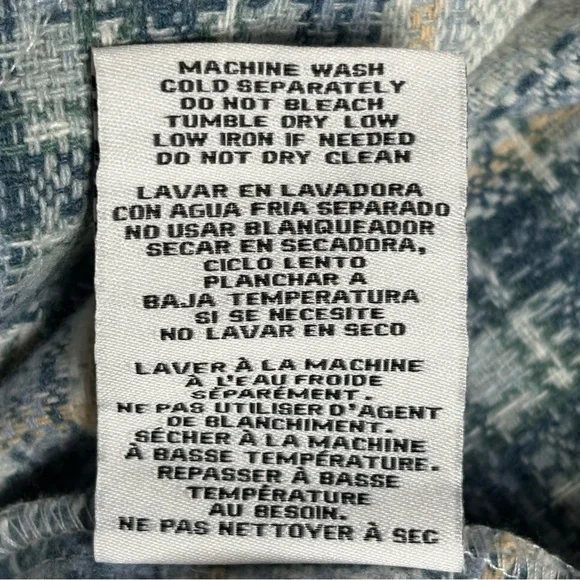 Plaid Shacket Shirt Jacket Size L Button Front Teal Cloud Boston Traders - Picture 12 of 12